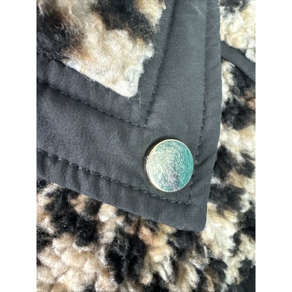 Veronica Beard Women's S Anita Fleece Faux Fur Jacket Brown Animal Crop - Picture 4 of 16